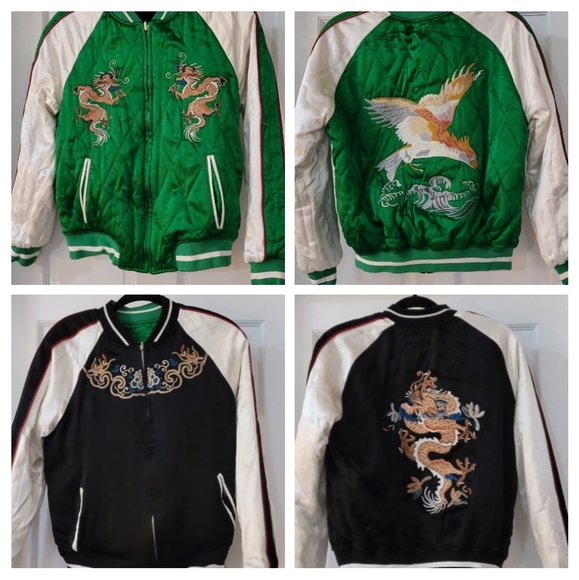 Topshop Jackets & Blazers - NWOT Topshop Dragon Embroidered Satin Bomber Jacket
